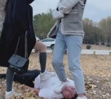 【二宝】姐妹花户外遛狗踩踏 bf19757