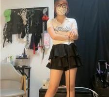 【雯雯】短靴+黑丝虐-转胯/教棍抽打/耳光/磕头求虐 JS240419-9